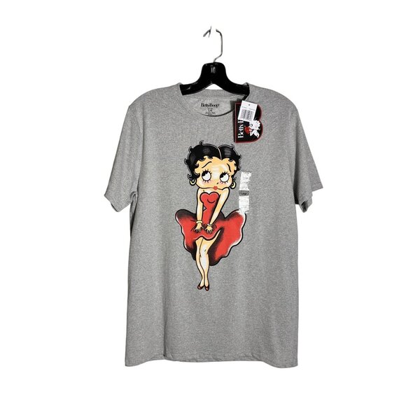 Betty Boop Other - Betty Boop Graphic T-Shirt Gray L/G Cotton/Polyester Crewneck Short Sleeve